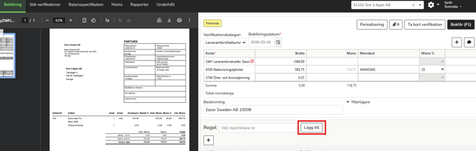 SV-SE-Partner-Löpande bokföring-Skapa en regel-steg 1