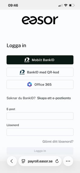 SV-SE-Partner-Easor payroll-Anställd-logga in i mobilen 1